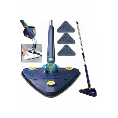 Kendinden Sıkmalı Üçgen Mop 2 Mikrofiber Bezli Cam Duvar Yer Parke Silebilen Mop